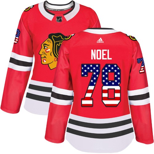 Adidas Chicago Blackhawks 78 Nathan Noel Authentic Red USA Flag Fashion Women's NHL Jersey