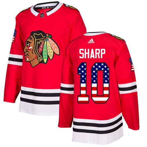 Adidas Chicago Blackhawks 10 Patrick Sharp Authentic Red USA Flag Fashion Youth NHL Jersey