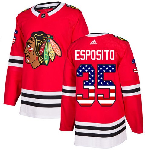 Adidas Chicago Blackhawks 35 Tony Esposito Authentic Red USA Flag Fashion Youth NHL Jersey