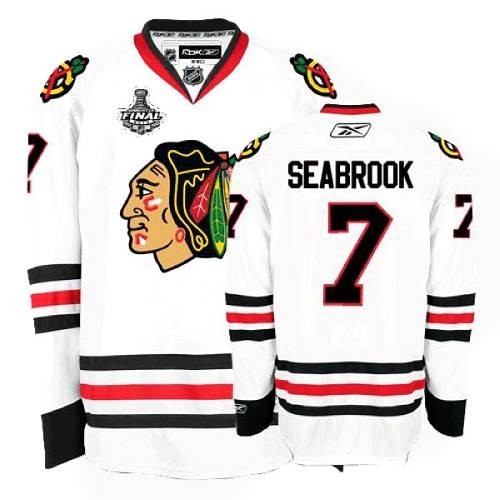 Reebok Chicago Blackhawks 7 Brent Seabrook Authentic White Man NHL Jersey with Stanley Cup Finals