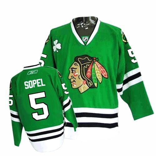 Reebok Chicago Blackhawks 5 Brent Sopel Authentic Green Man NHL Jersey