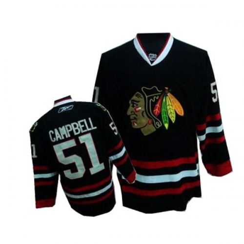 Reebok Chicago Blackhawks 51 Brian Campbell Authentic Black Man NHL Jersey