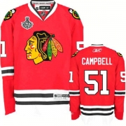 Reebok Chicago Blackhawks 51 Brian Campbell Premier Red Home Man NHL Jersey with Stanley Cup Finals