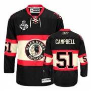 Reebok Chicago Blackhawks 51 Brian Campbell Authentic Black New Third Man NHL Jersey with Stanley Cup Finals