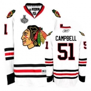 Reebok Chicago Blackhawks 51 Brian Campbell Authentic White Man NHL Jersey with Stanley Cup Finals