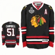 Reebok Chicago Blackhawks 51 Brian Campbell Premier Black Man NHL Jersey with Stanley Cup Finals