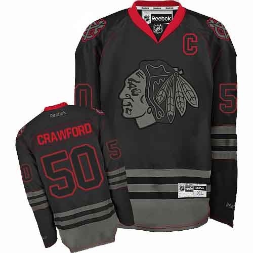Reebok Chicago Blackhawks 50 Corey Crawford Black Ice Authentic NHL Jersey