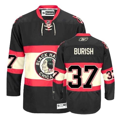 Youth Reebok Chicago Blackhawks 37 Adam Burish Authentic Black New Third NHL Jersey