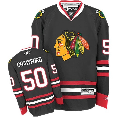 Reebok Chicago Blackhawks 50 Corey Crawford Black Premier NHL Jersey