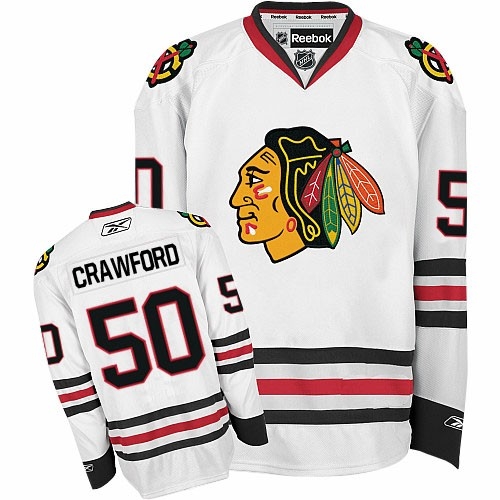 Reebok Chicago Blackhawks 50 Corey Crawford White Authentic NHL Jersey