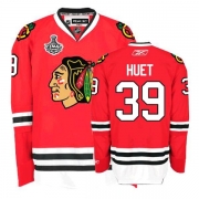 Reebok Chicago Blackhawks 39 Cristobal Huet Authentic Red Home Man NHL Jersey with Stanley Cup Finals