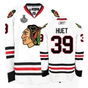 Reebok Chicago Blackhawks 39 Cristobal Huet Authentic White Man NHL Jersey with Stanley Cup Finals