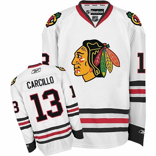Reebok Chicago Blackhawks 13 Dan Carcillo White Authentic NHL Jersey