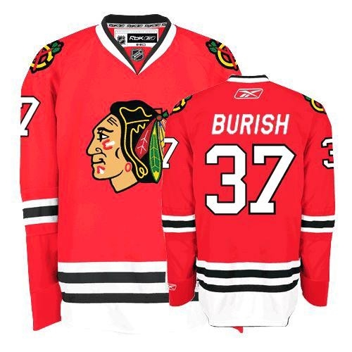 Youth Reebok Chicago Blackhawks 37 Adam Burish Premier Red Home NHL Jersey