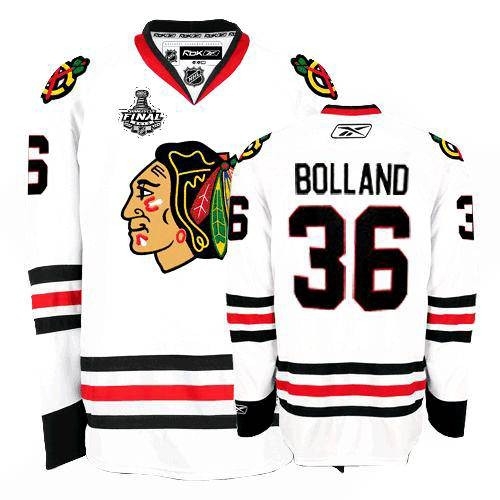 Reebok Chicago Blackhawks 36 Dave Bolland Premier White Man NHL Jersey with Stanley Cup Finals