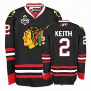 Reebok Chicago Blackhawks 2 Duncan Keith Authentic Black Man NHL Jersey with Stanley Cup Finals