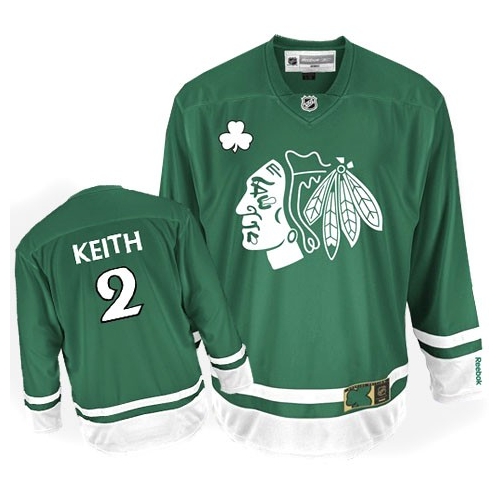 Reebok Chicago Blackhawks 2 Duncan Keith Authentic Green St Patty's Day Man NHL Jersey