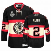 Reebok Chicago Blackhawks 2 Duncan Keith Authentic Black New Third Man NHL Jersey with Stanley Cup Finals