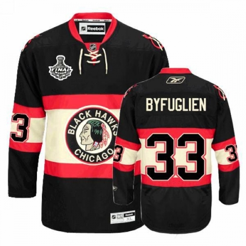 Reebok Chicago Blackhawks 33 Dustin Byfuglien Authentic Black New Third Man NHL Jersey with Stanley Cup Finals