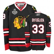 Reebok Chicago Blackhawks 33 Dustin Byfuglien Premier Black Man NHL Jersey with Stanley Cup Finals