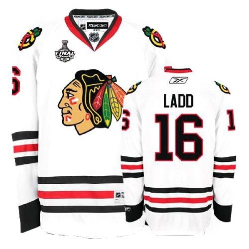 Reebok Chicago Blackhawks 16 Andrew Ladd Premier White Man NHL Jersey with Stanley Cup Finals