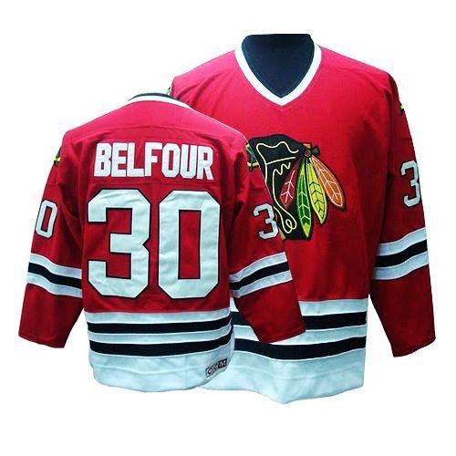 CCM Chicago Blackhawks 30 ED Belfour Authentic Red Throwback Man NHL Jersey