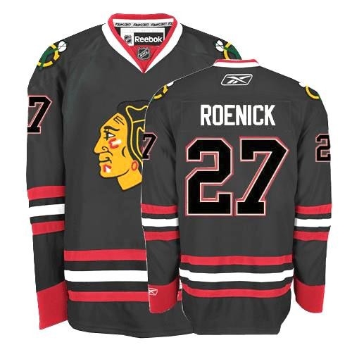 Reebok Chicago Blackhawks 27 Jeremy Roenick Premier Black Man NHL Jersey