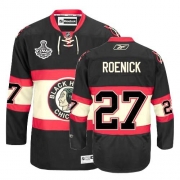 Reebok Chicago Blackhawks 27 Jeremy Roenick Premier Black New Third Man NHL Jersey with Stanley Cup Finals