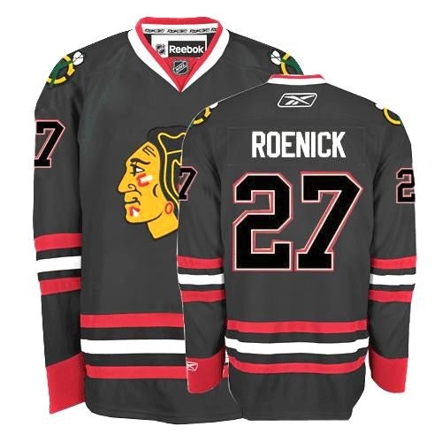 Reebok Chicago Blackhawks 27 Jeremy Roenick Authentic Black Man NHL Jersey