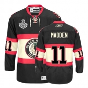 Reebok Chicago Blackhawks 11 John Madden Authentic Black New Third Man NHL Jersey with Stanley Cup Finals