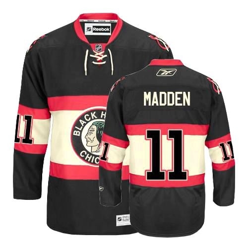 Reebok Chicago Blackhawks 11 John Madden Premier Black New Third Man NHL Jersey