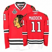 Reebok Chicago Blackhawks 11 John Madden Authentic Red Home Man NHL Jersey with Stanley Cup Finals
