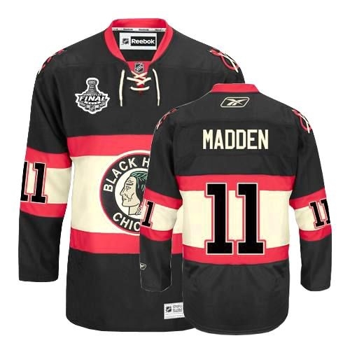Reebok Chicago Blackhawks 11 John Madden Premier Black New Third Man NHL Jersey with Stanley Cup Finals