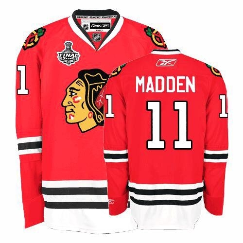 Reebok Chicago Blackhawks 11 John Madden Premier Red Home Man NHL Jersey with Stanley Cup Finals