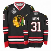 Reebok Chicago Blackhawks 31 Antti Niemi Authentic Black Man NHL Jersey with Stanley Cup Finals