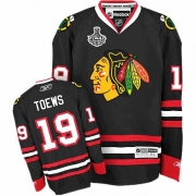 Reebok Chicago Blackhawks 19 Jonathan Toews Authentic Black Man NHL Jersey with Stanley Cup Finals