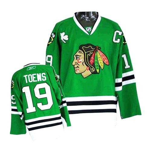 Reebok Chicago Blackhawks 19 Jonathan Toews Authentic Green Man NHL Jersey