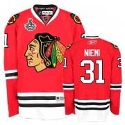 Reebok Chicago Blackhawks 31 Antti Niemi Authentic Red Home Man NHL Jersey with Stanley Cup Finals