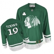 Reebok Chicago Blackhawks 19 Jonathan Toews Authentic Green St Patty's Day NHL Jersey