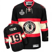 Reebok Chicago Blackhawks 19 Jonathan Toews Premier Black New Third Man NHL Jersey with Stanley Cup Finals