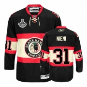 Reebok Chicago Blackhawks 31 Antti Niemi Authentic Black New Third Man NHL Jersey with Stanley Cup Finals