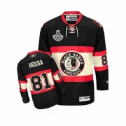 Reebok Chicago Blackhawks 81 Marian Hossa Authentic Black New Third Man NHL Jersey with Stanley Cup Finals