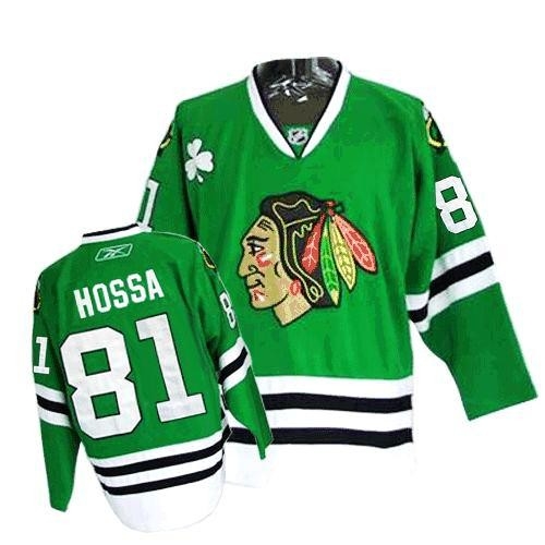 Reebok Chicago Blackhawks 81 Marian Hossa Authentic Green Man NHL Jersey
