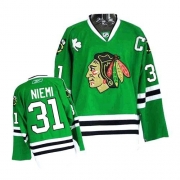 Reebok Chicago Blackhawks 31 Antti Niemi Authentic Green Man NHL Jersey