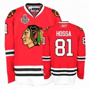 Reebok Chicago Blackhawks 81 Marian Hossa Authentic Red Home Man NHL Jersey with Stanley Cup Finals