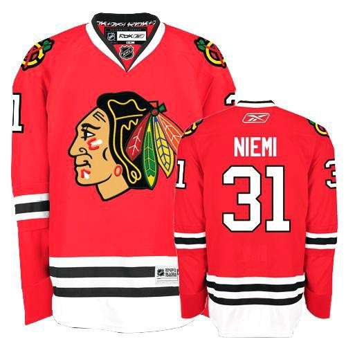 Reebok Chicago Blackhawks 31 Antti Niemi Authentic Red Home Man NHL Jersey