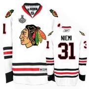 Reebok Chicago Blackhawks 31 Antti Niemi Authentic White Man NHL Jersey with Stanley Cup Finals