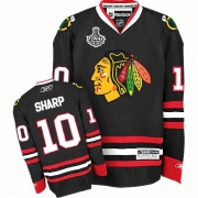 Reebok Chicago Blackhawks 10 Patrick Sharp Authentic Black Man NHL Jersey with Stanley Cup Finals