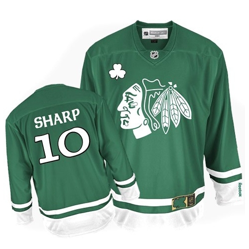Reebok Chicago Blackhawks 10 Patrick Sharp Authentic Green St Patty's Day Man NHL Jersey