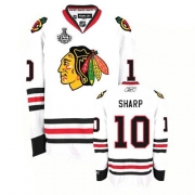 Reebok Chicago Blackhawks 10 Patrick Sharp Premier White Man NHL Jersey with Stanley Cup Finals